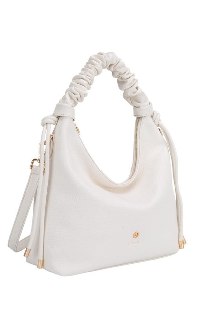 Kraken curved zip shoulder Gionni bag  11G2757-CREAM-1