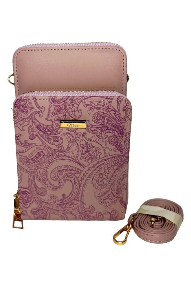 Paisley violet crossbody phone bag.  55M733-VIOLET-1