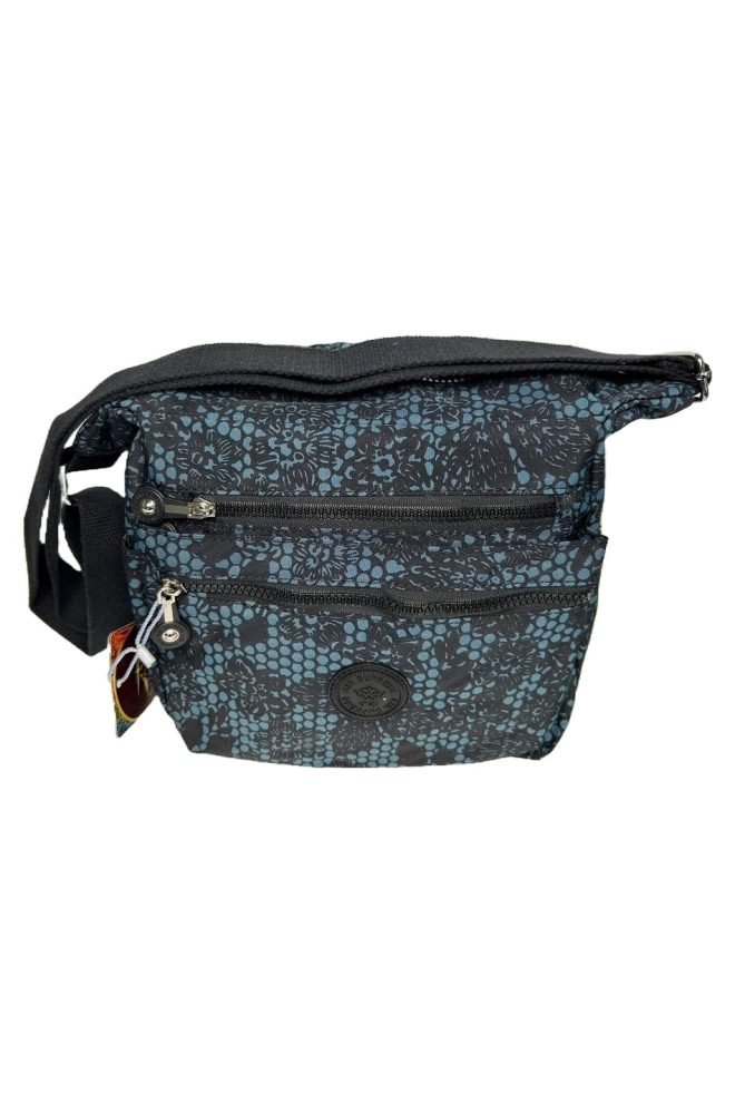 Black-dark blue pattern handbag.  D095-JD-BLACKBLUE-1