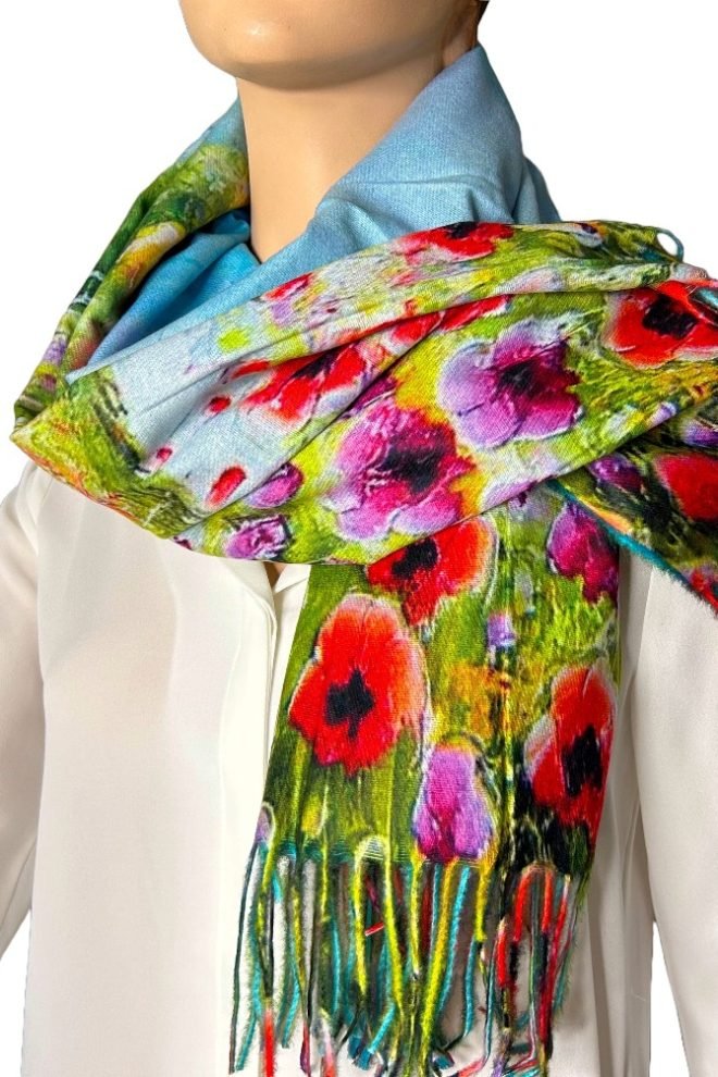 Poppy Bloom Landscape Scarf PS01-6-1