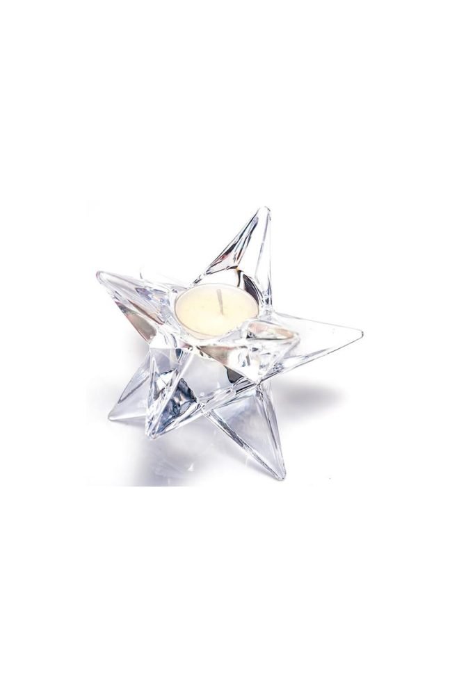 Star glass tealight holder with candle 1003200-1