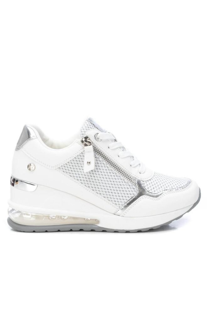 XTI white silver mesh trainer 142573-WHITE-1