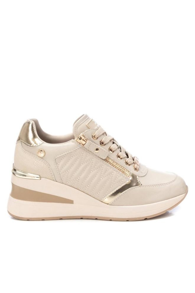 XTI beige gold wedge trainer 143071-BEIGE-1