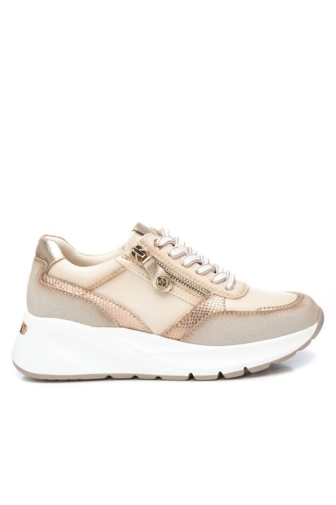 XTI beige perforated side-zip runner 143896-BEIGE-1