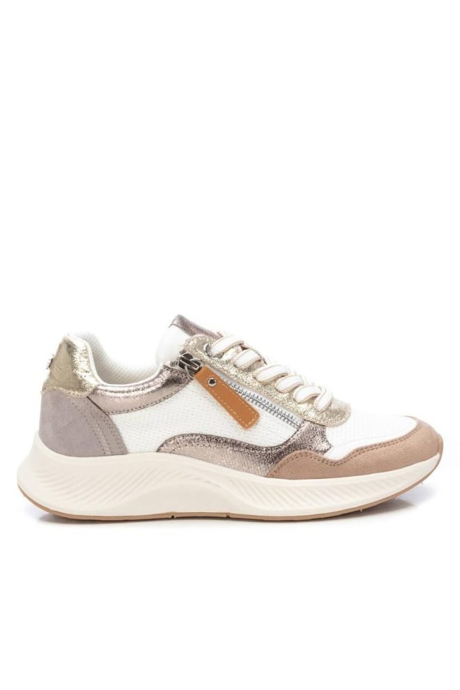 XTI white perforated side-zip runner 143928-BEIGE-1