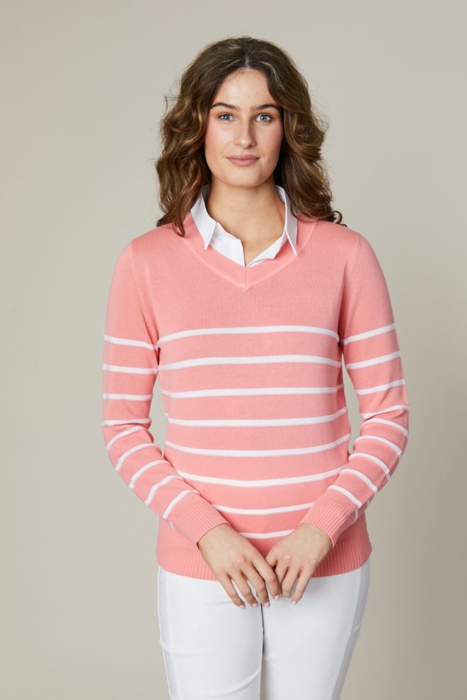 Jessica Graaf light striped knitwear in peach 29206-043