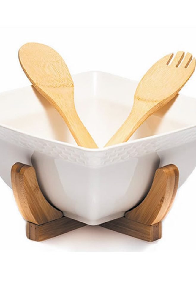 White ceramic salad bowl set, 3 piece 30275-1