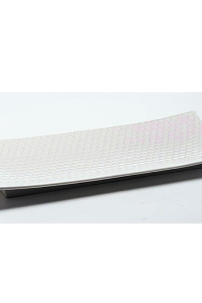 Honeycomb white ceramic sandwich tray 30276-1