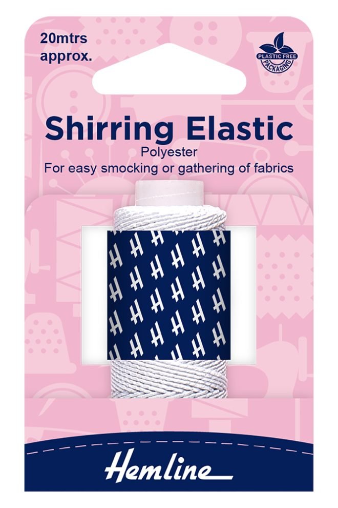 Shirring elastic polyester 0.75mm x 20m, white 600