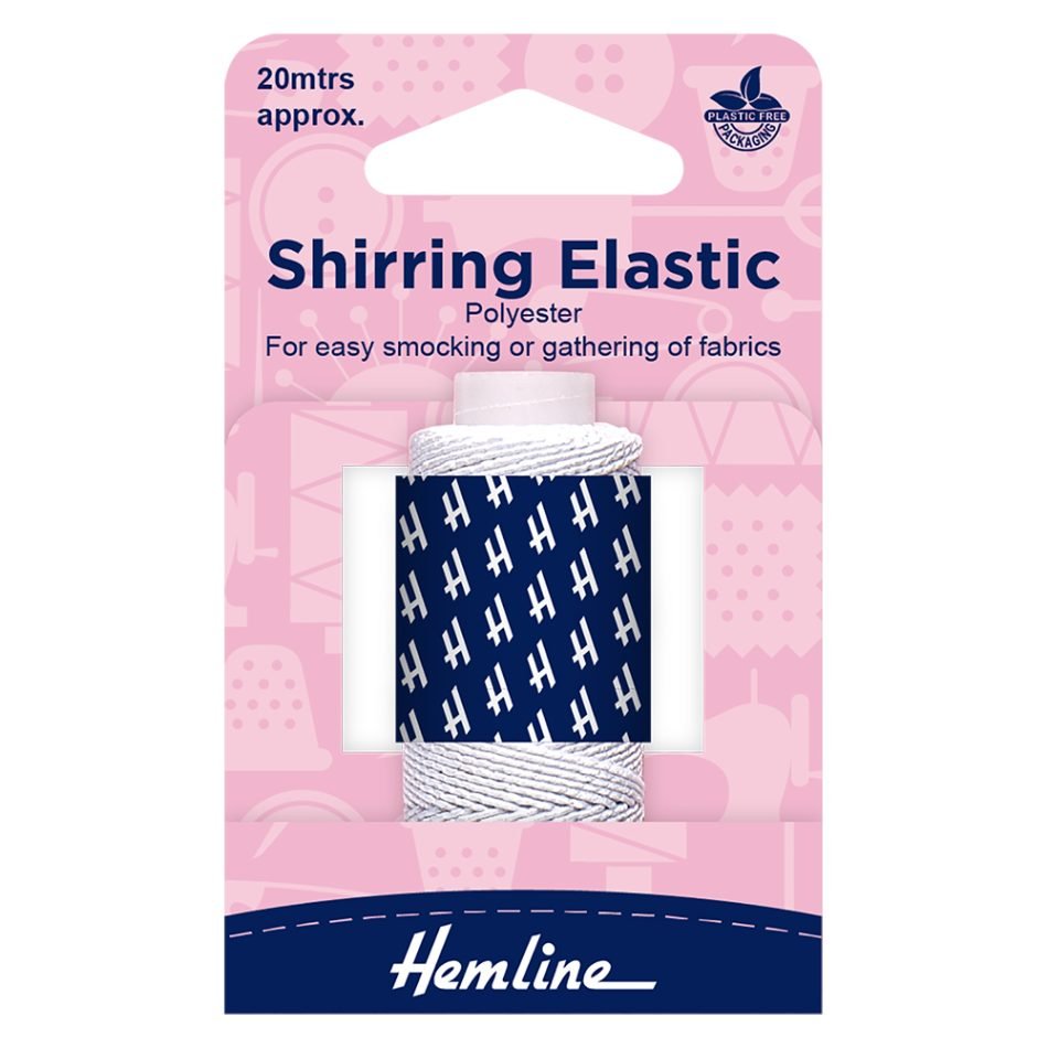 Shirring elastic polyester 0.75mm x 20m, white 600