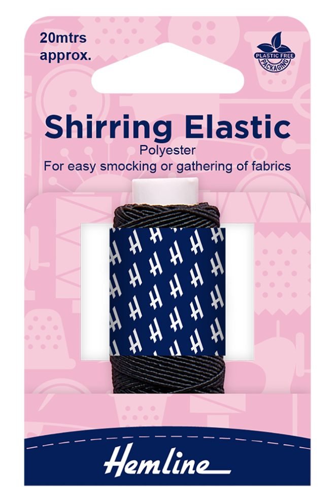 Shirring elastic polyester 0.75mm x 20m, black 601