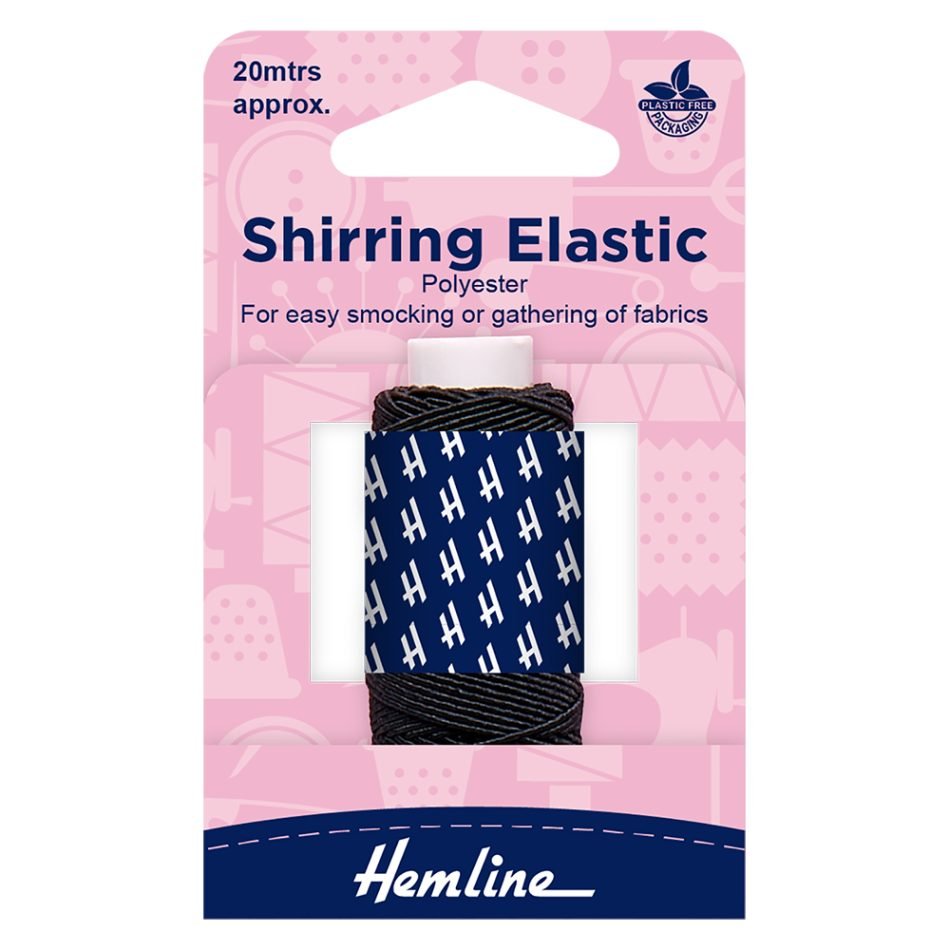 Shirring elastic polyester 0.75mm x 20m, black 601