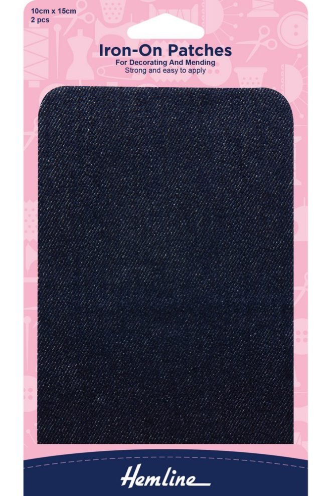 Iron-on patches for decorating and mending 10 x 15cm / dark denim, 2 pcs 690.DD