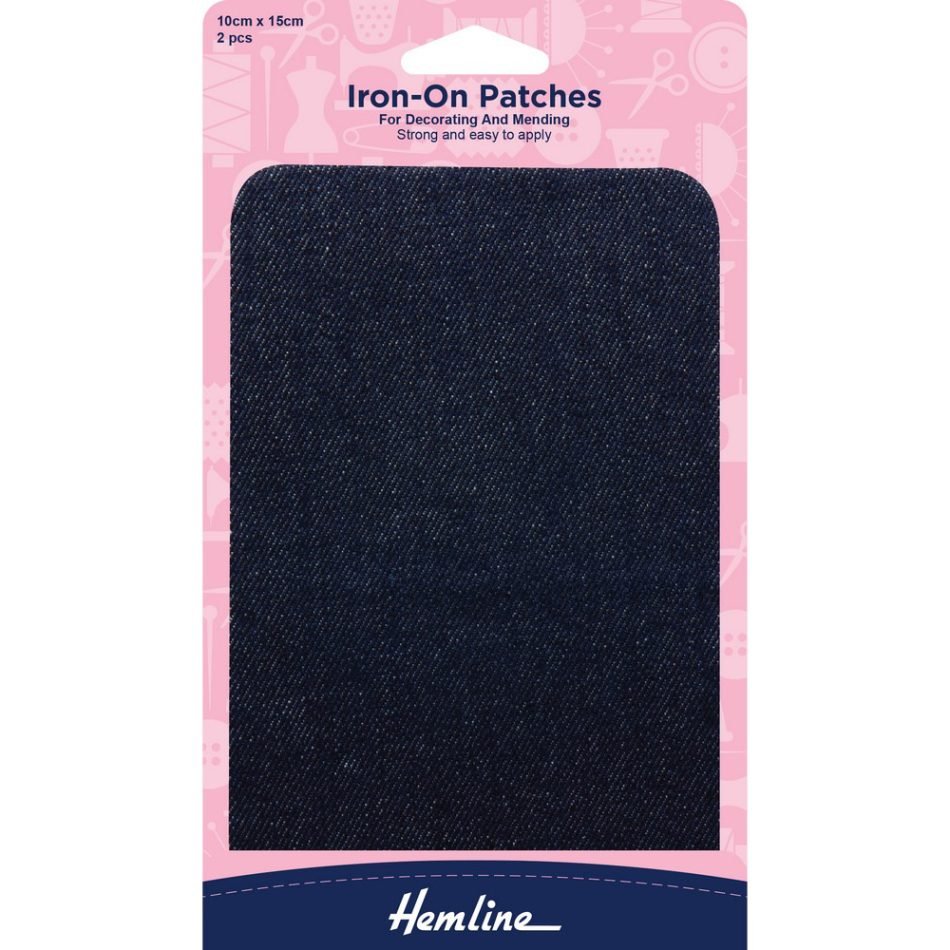 Iron-on patches for decorating and mending 10 x 15cm / dark denim, 2 pcs 690.DD