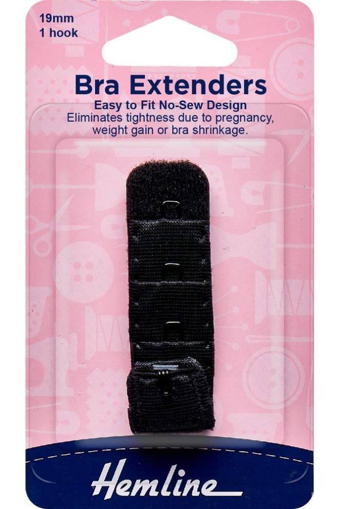 Bra extenders no-sew design 19mm in black 771.19.B