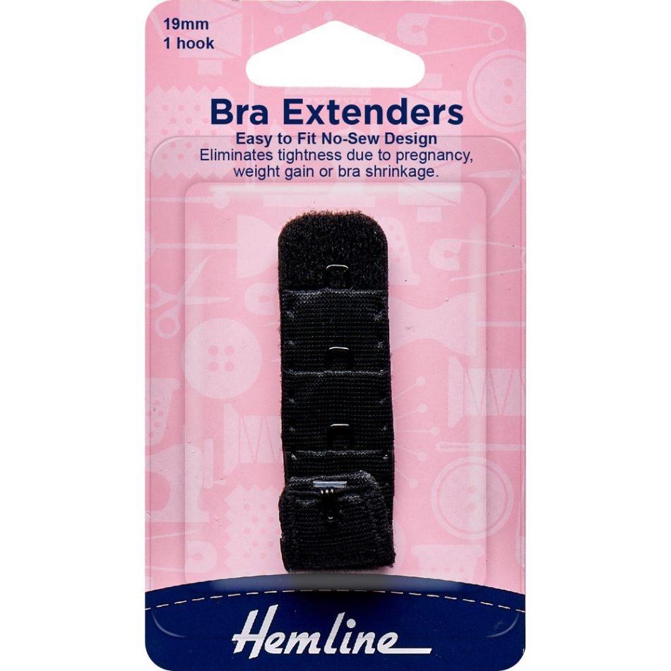 Bra extenders no-sew design 19mm in black 771.19.B