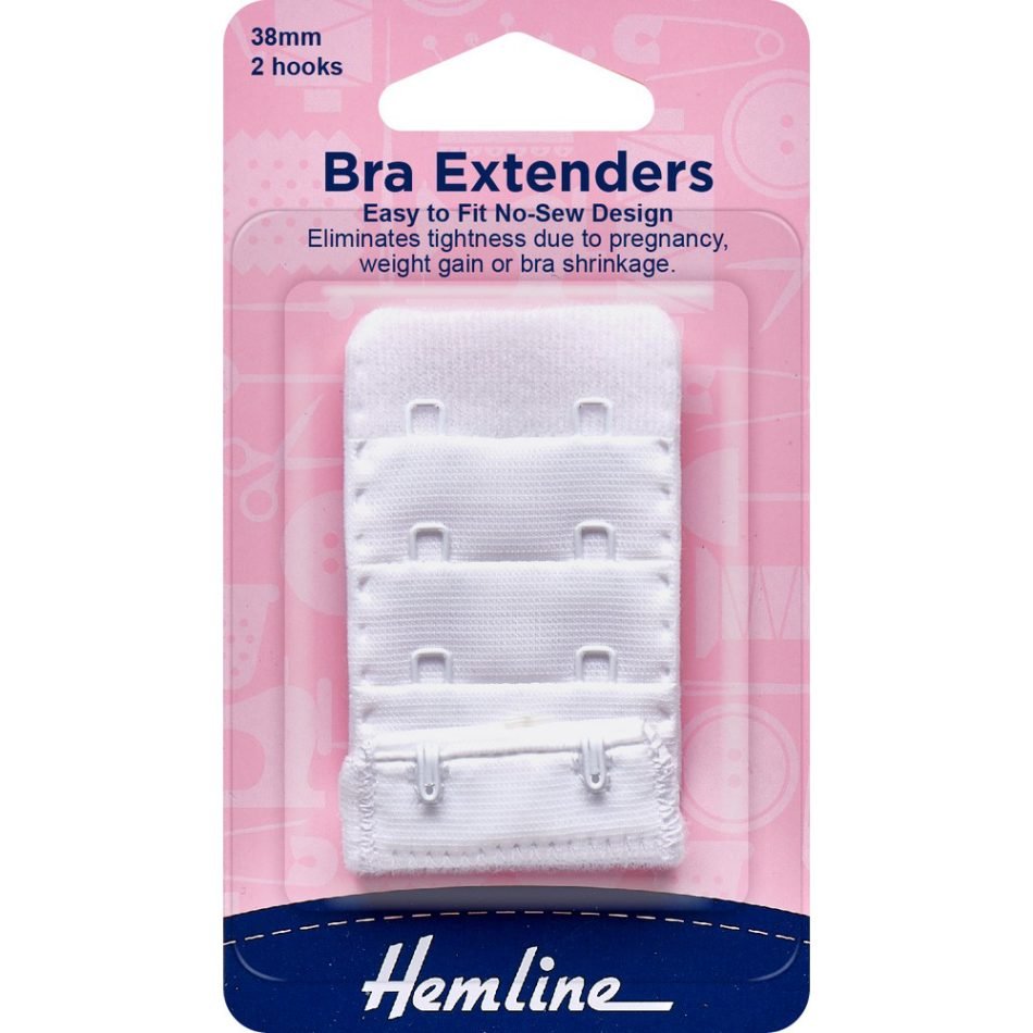 Bra extenders no-sew design 38mm in white 771.38.W