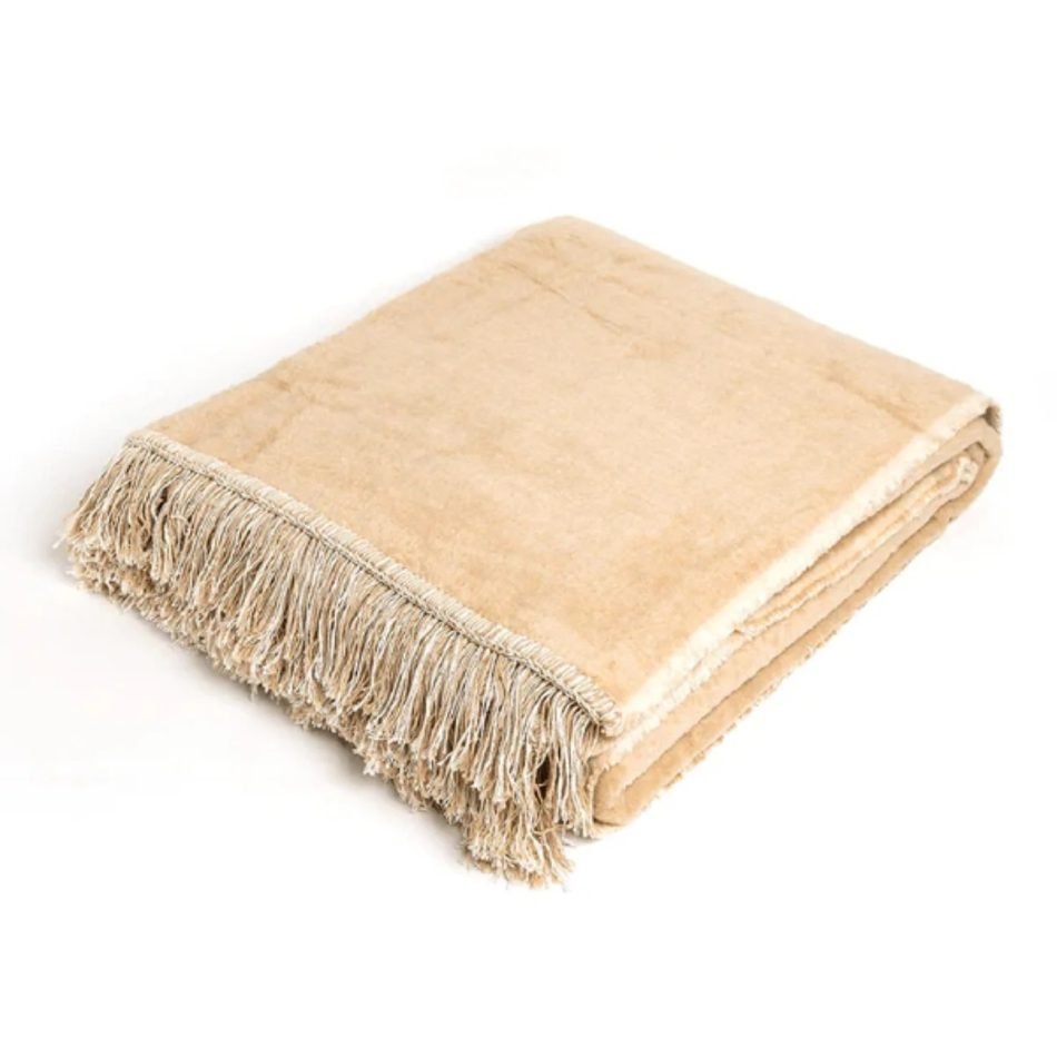 Plain Natural Cotton Rich Biederlack Throw  -  size: 140x180cm 813176-1