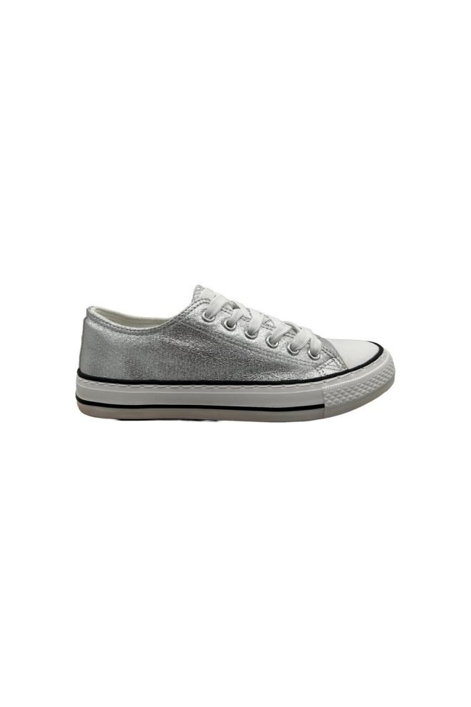 Erynn metallic platform canvas sneakers 888-2-SILV-1