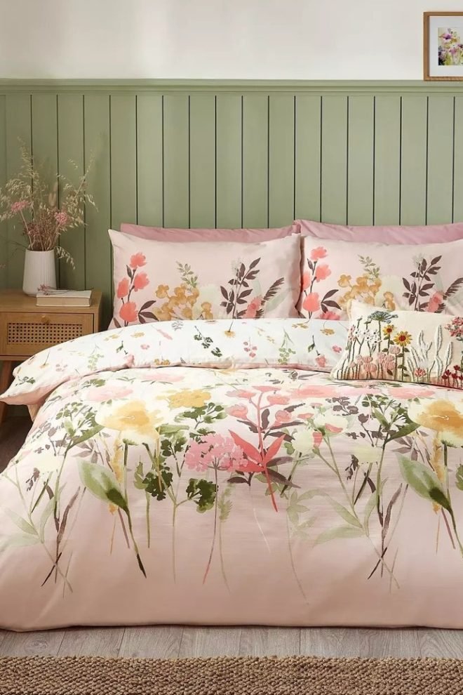 Catherine Lansfield countryside floral pink duvet cover set COUNTRYPINK-DUVCOV-1