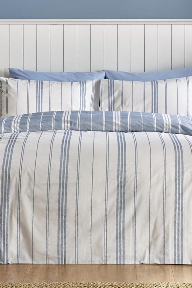 Catherine Lansfield harbour stripe reversible duvet cover HARBOUR-DUVCOV-1