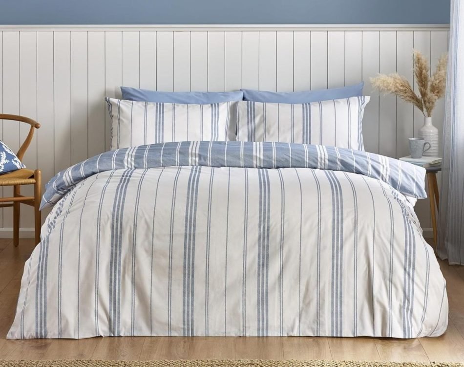 Catherine Lansfield harbour stripe reversible duvet cover HARBOUR-DUVCOV-1