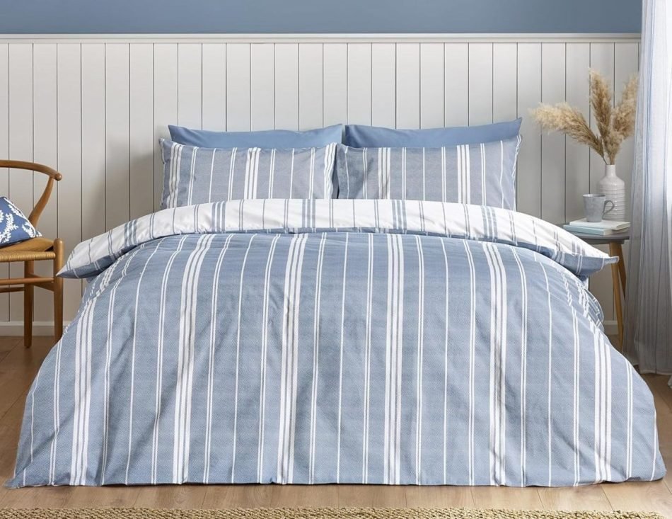 Catherine Lansfield harbour stripe reversible duvet cover HARBOUR-DUVCOV-1 - Image 2