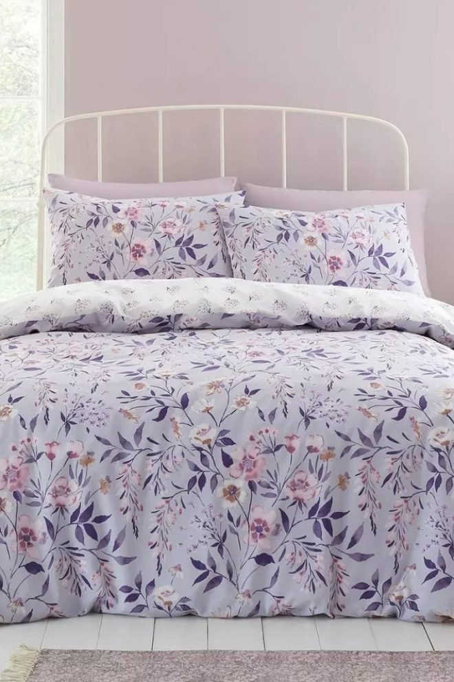 Catherine Lansfield lilac Isadora floral duvet cover set ISALILAC-DUVCOV-1