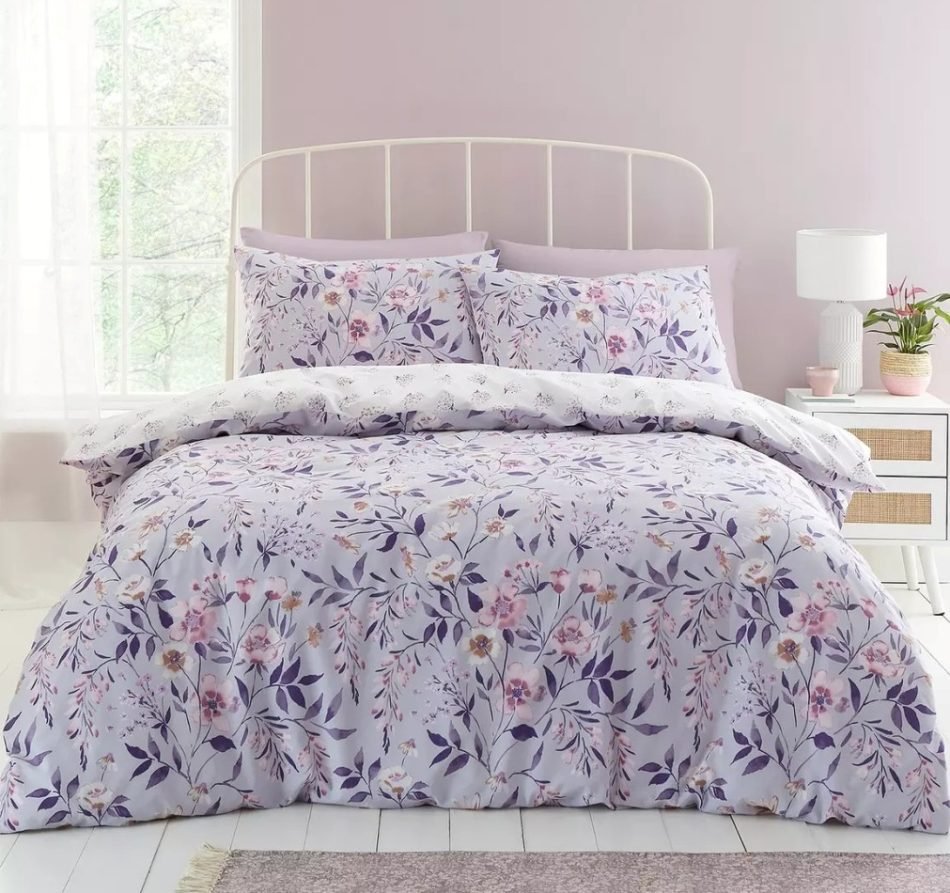 Catherine Lansfield lilac Isadora floral duvet cover set ISALILAC-DUVCOV-1
