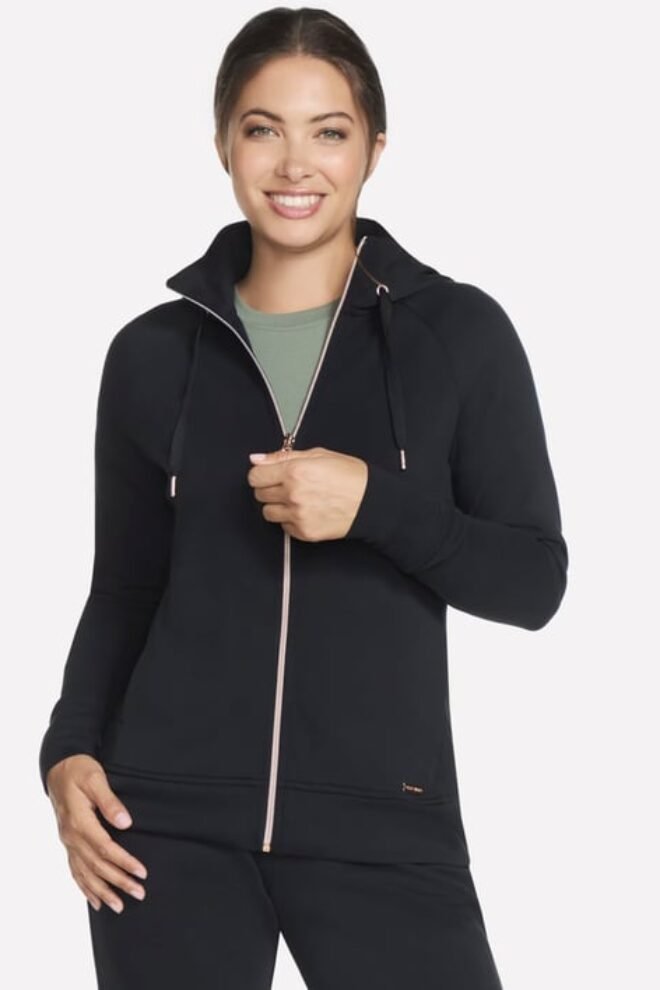 The hoodless hoodie GO WALK everywhere Jacket in black W3JA261-BLK-1