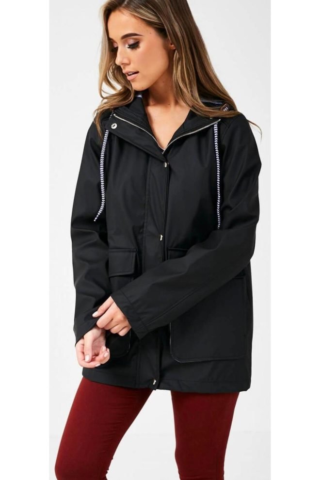 short classic black raincoat MA497-BLK
