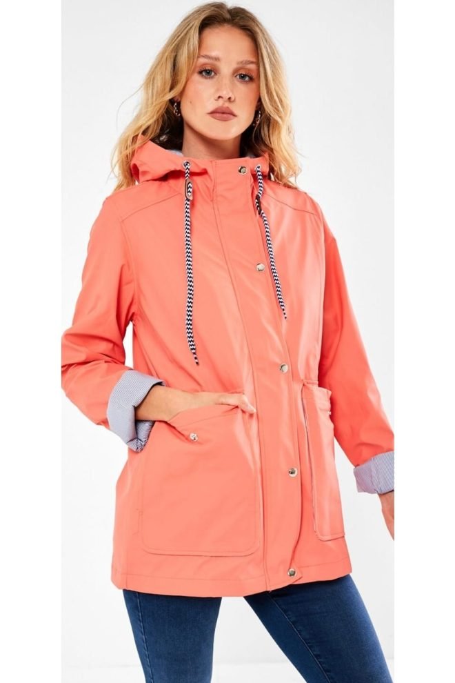 short chic coral raincoat MA497-CORAL