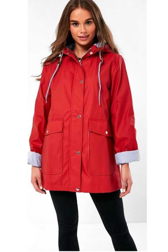 short bold red raincoat MA497-RED