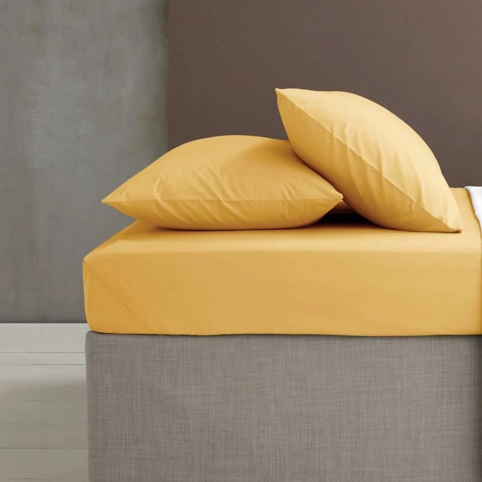 Regular (depth: 25cm) fitted sheet  ochre REGFIT-OCHRE-1 - Image 2