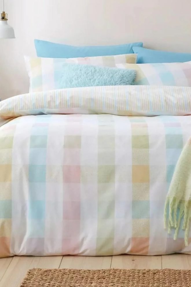 Catherine Lansfield Spring check duvet cover set SPRINGCHECK-DUVCOV-1
