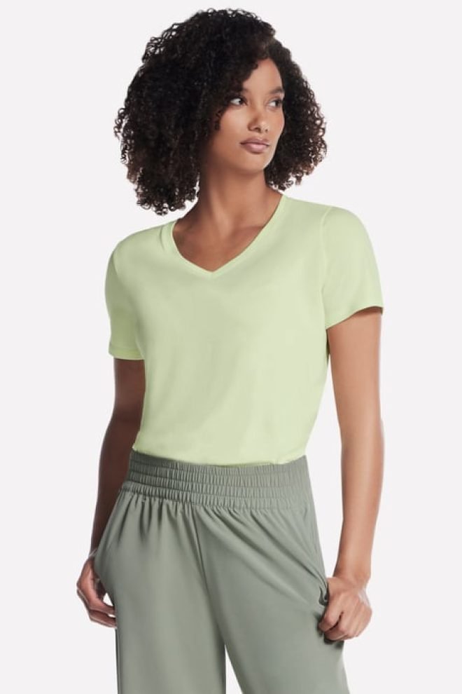 Pima V-neck tee in pale lime TP130-LGLM-1