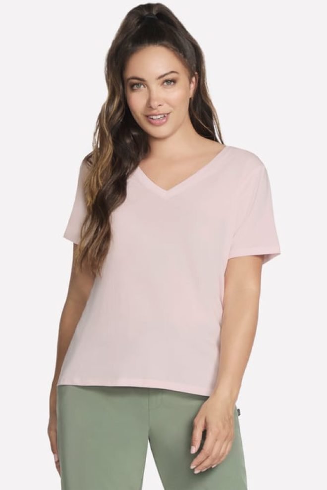 Pima V-neck in pale pink TP130-WPK-1