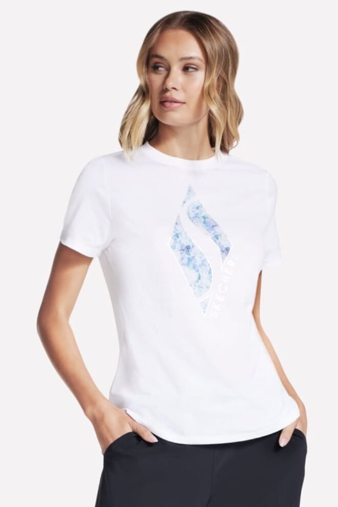 Floral diamond classic crew tee TS181-WHT-1