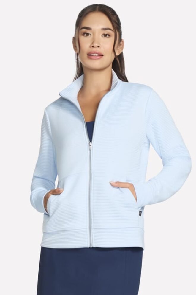The hoodless hoodie GO WALK everywhere Jacket in pale blue W3JA261-BLSL-1