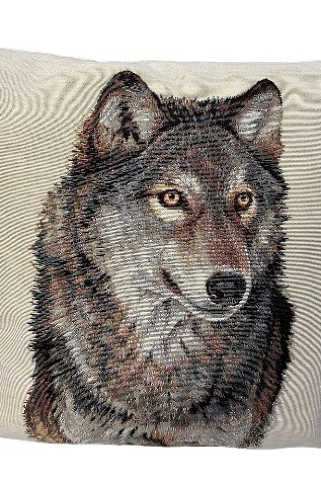 Grey wolf cushion WOLF