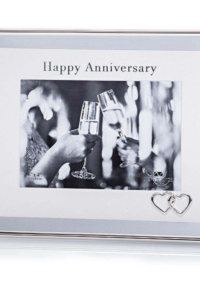 Happy Anniversary photo frame - 6" x 4" (hearts) silver plated 1101403