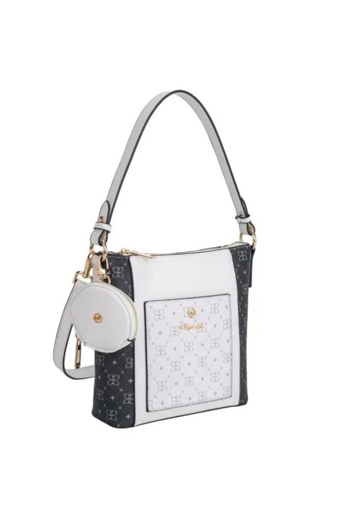 Gionni monogram panelled shoulder satchel 11G2784-WHIBLK-1