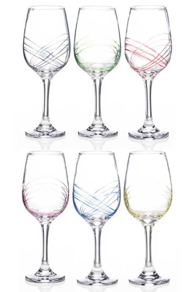 Swirl rainbow party wine glass set 6 1714200