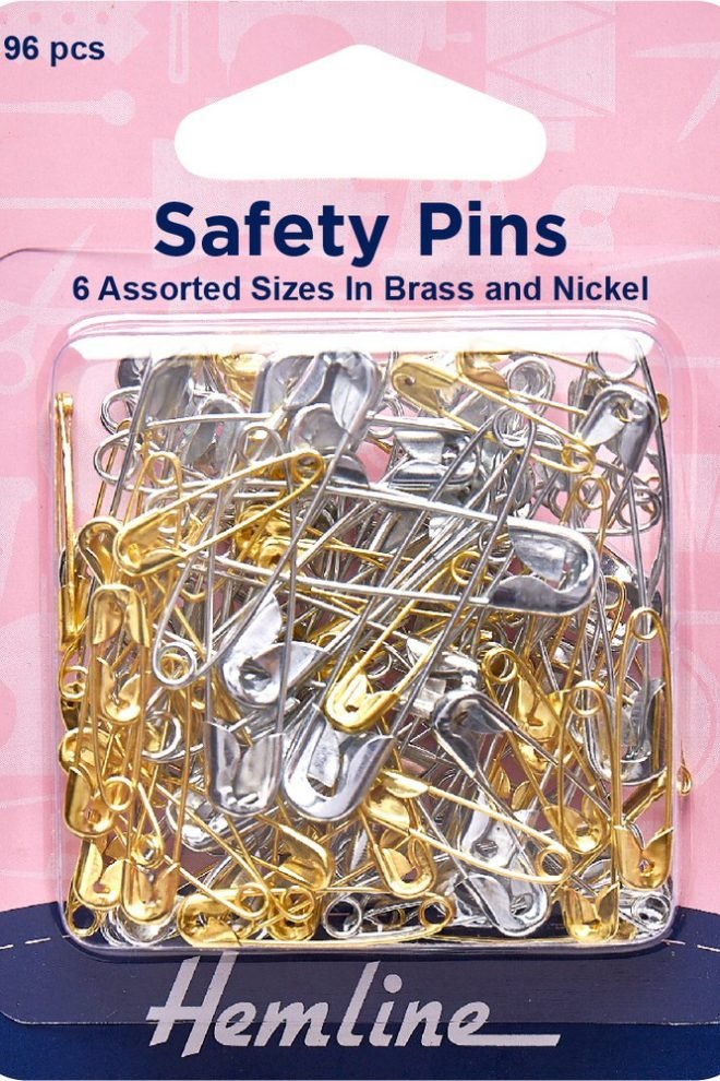 Safety pins assorted sizes brass & nickel 96 pcs 415.99