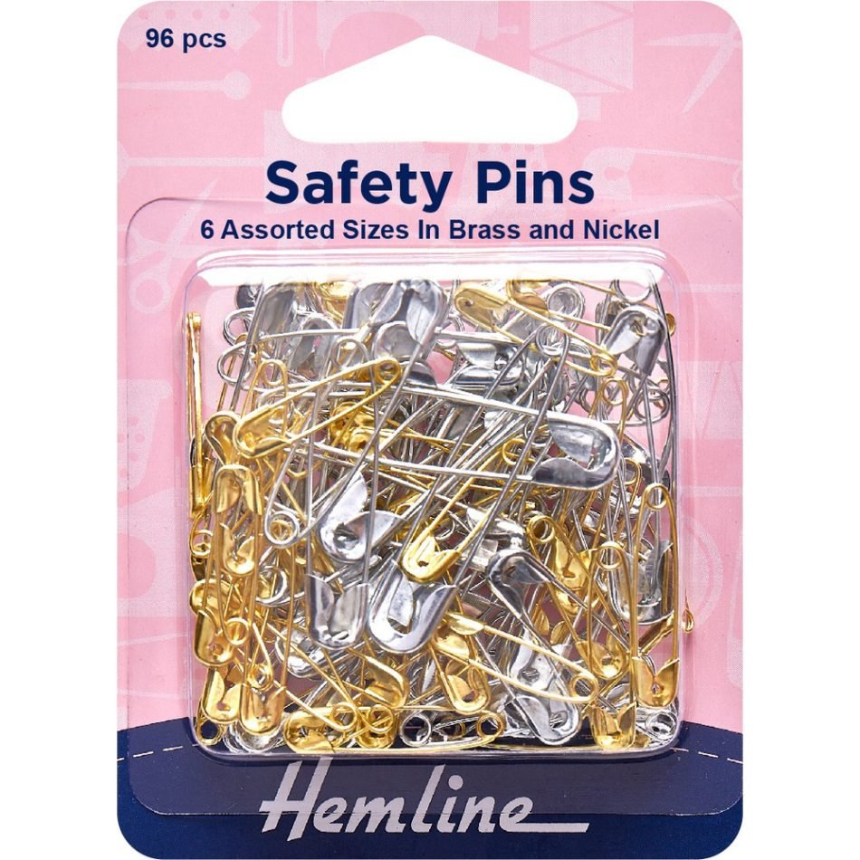 Safety pins assorted sizes brass & nickel 96 pcs 415.99