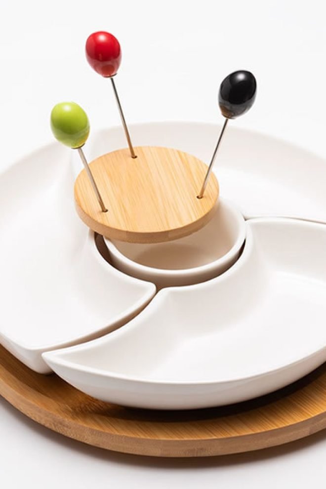 Ceramic dip set small with turntable, set of 3 500020