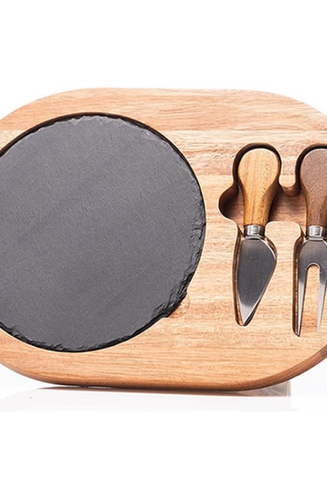Wood and slate cheese board set 500024