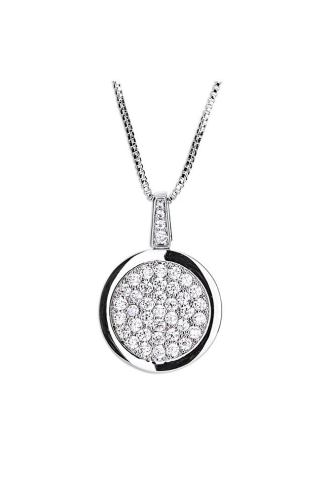 Silver diamante round pendant 600005