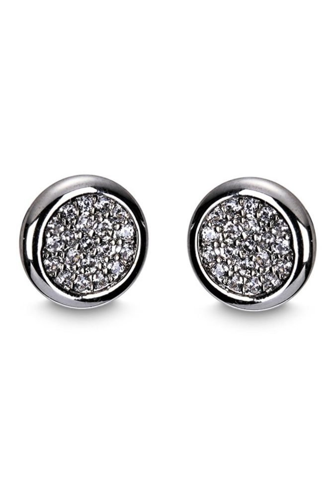 Silver diamante round earrings 600018