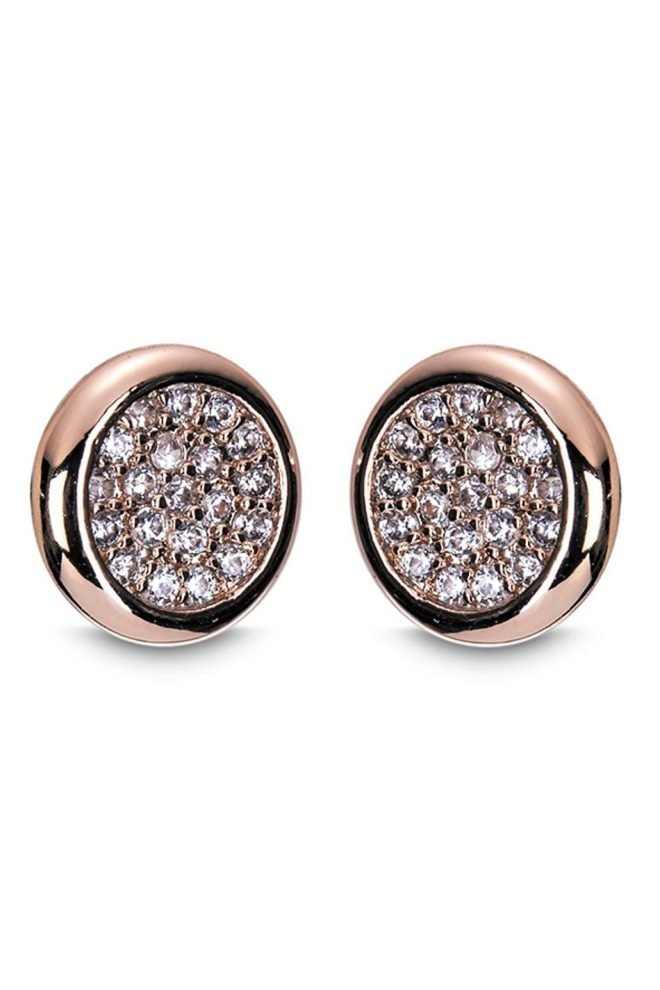 Rose gold diamante round earrings 600019